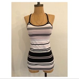 lululemon Power Y Tank Stripe Black Grey White 4